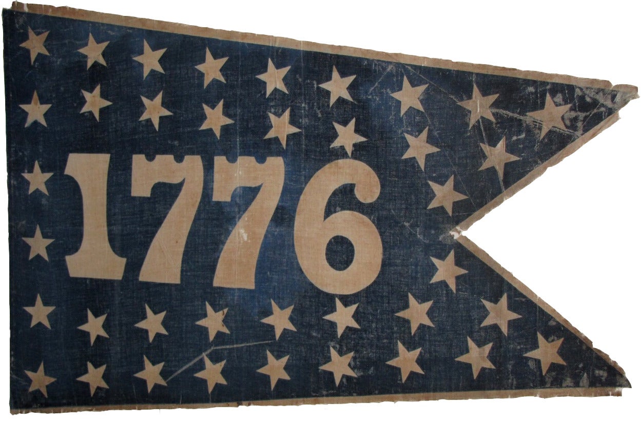 Large 1876 Swallowtail Centennial Pennant boasting 38 Stars all encircling the date “1776” the founding of our country.

This large “1776” Centennial Pennant was made for the Centennial in 1876 to celebrate America’s 100-year anniversary of