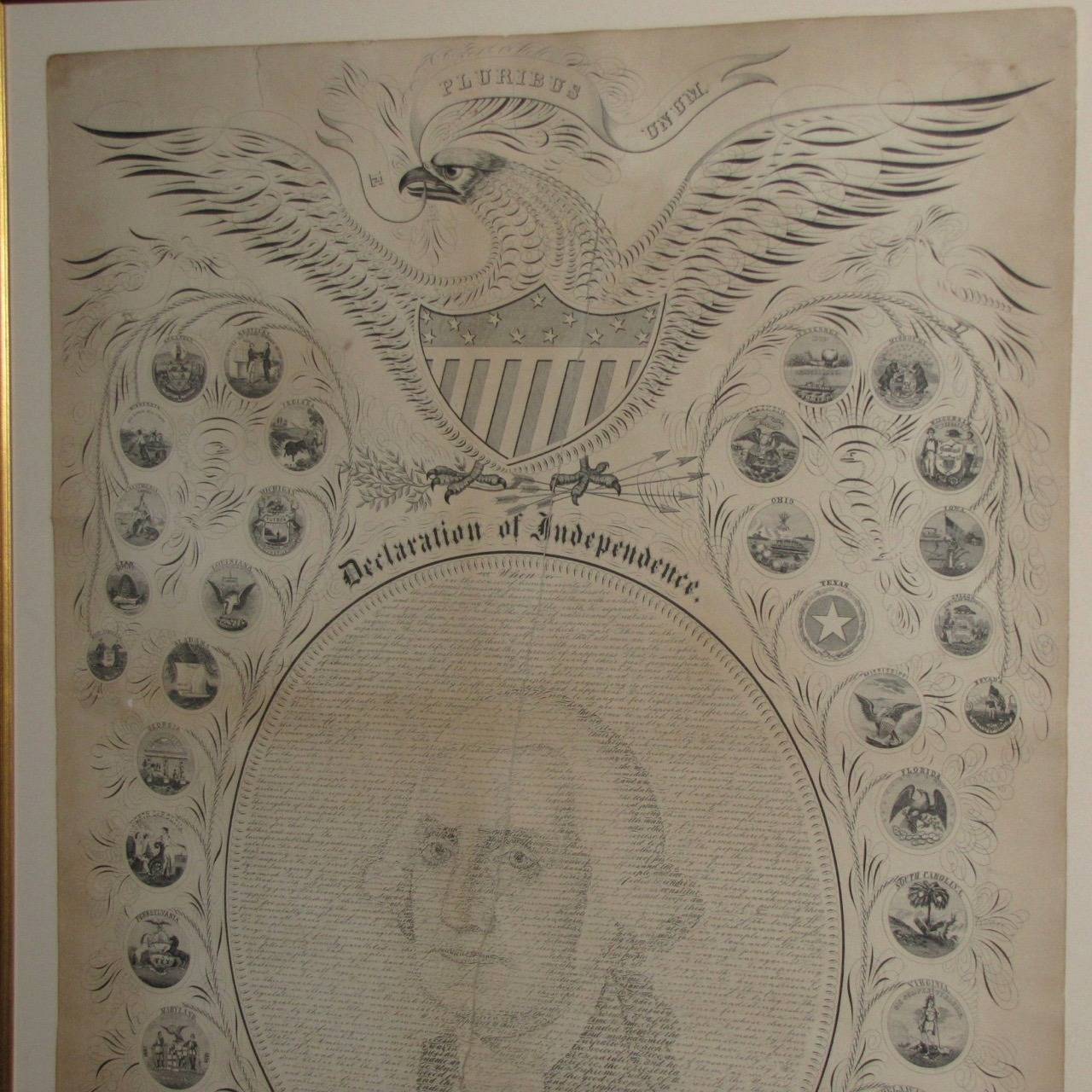 American Colonial Large George Washington Calligraphy 1865 For Sale