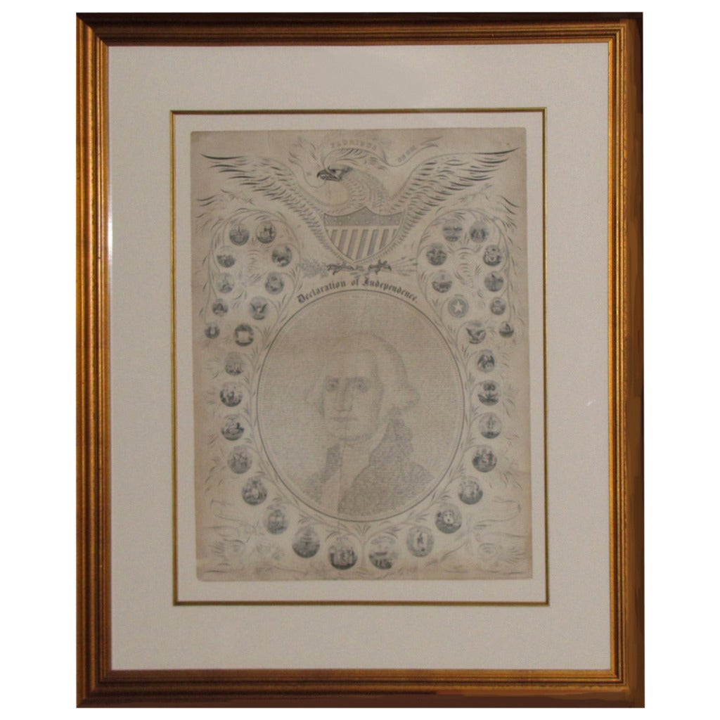 Large George Washington Calligraphy 1865 For Sale