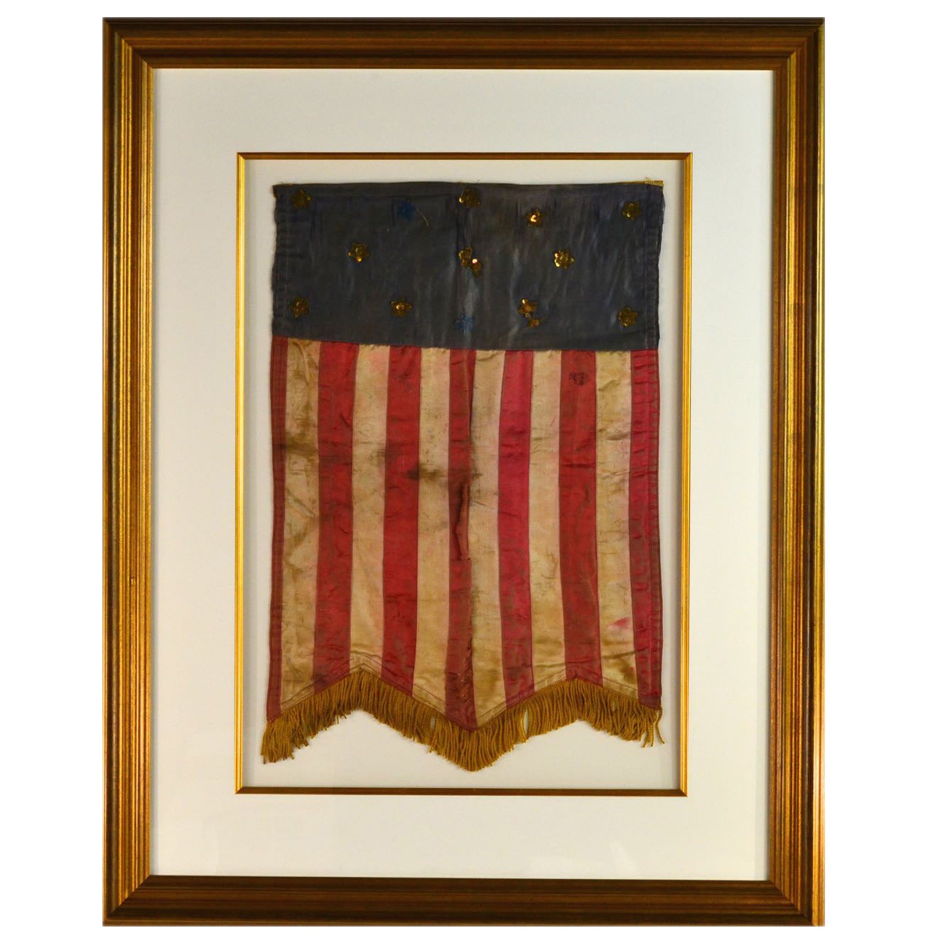 Hand Sewn 13 Star Flag Banner, Antique  For Sale