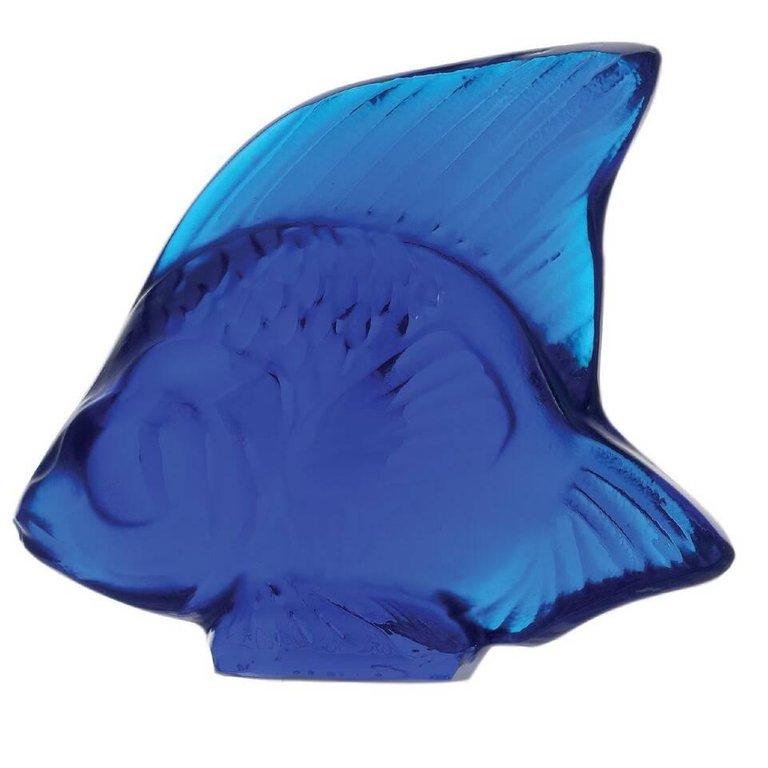 For Sale: Blue (Cap Ferrat Blue) Fish Sculpture in Crystal Glass by Lalique