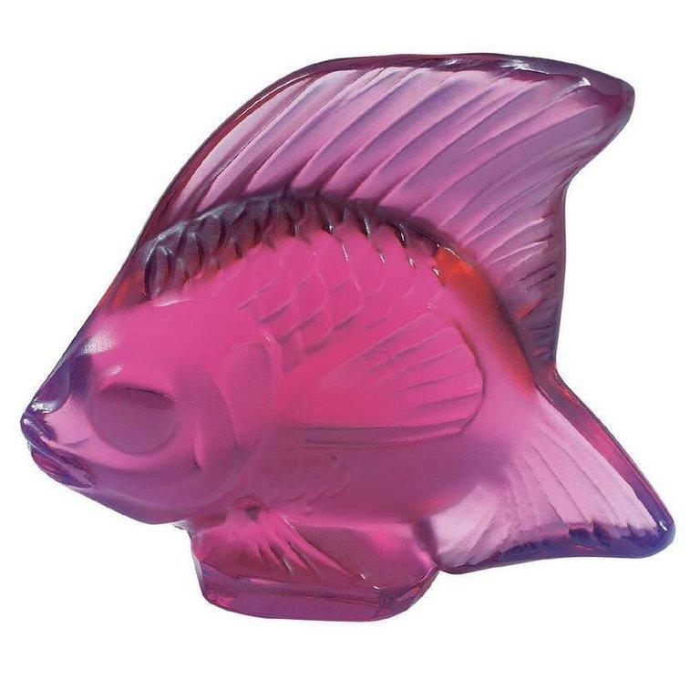 For Sale: Pink (Fuchsia) Fish Sculpture in Crystal Glass by Lalique