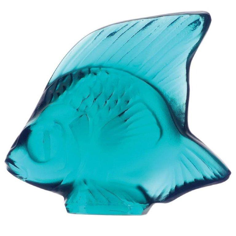 For Sale: Blue (Pale Turquoise) Fish Sculpture in Crystal Glass by Lalique