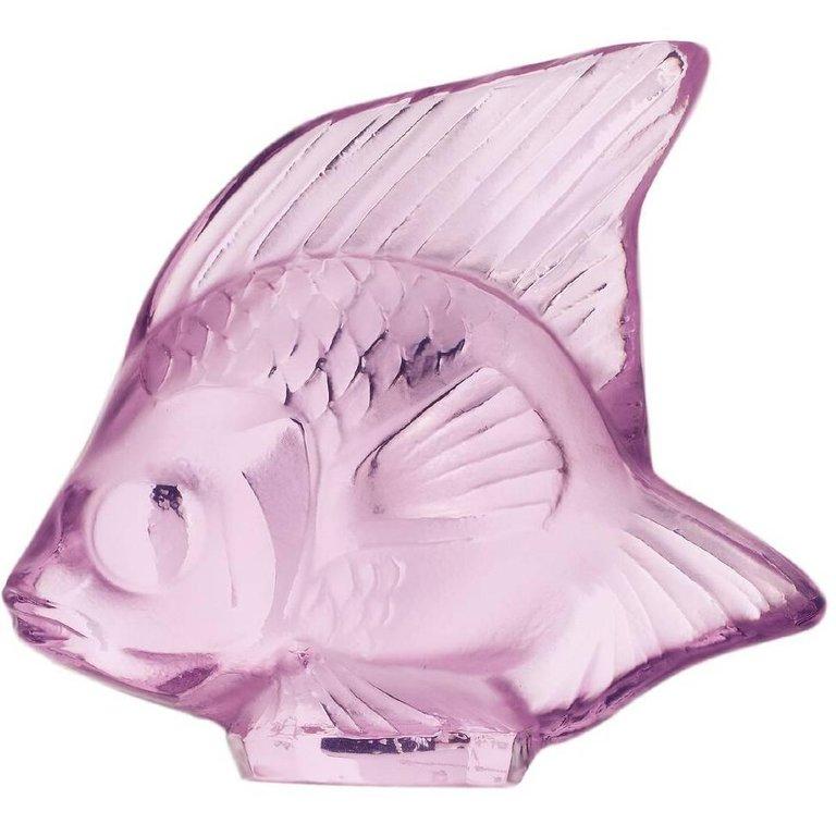 For Sale: Pink Fish Sculpture in Crystal Glass by Lalique