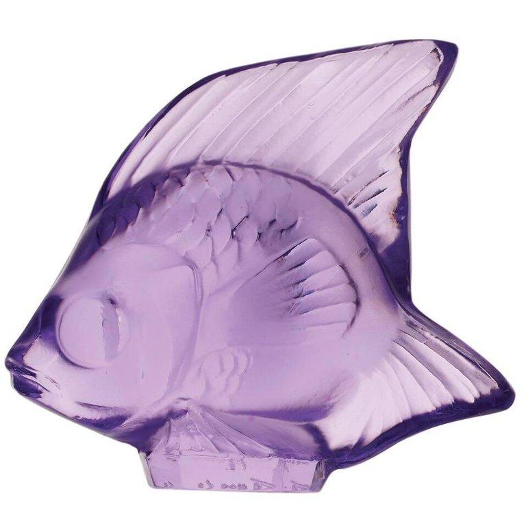 For Sale: Purple (Light Purple) Fish Sculpture in Crystal Glass by Lalique