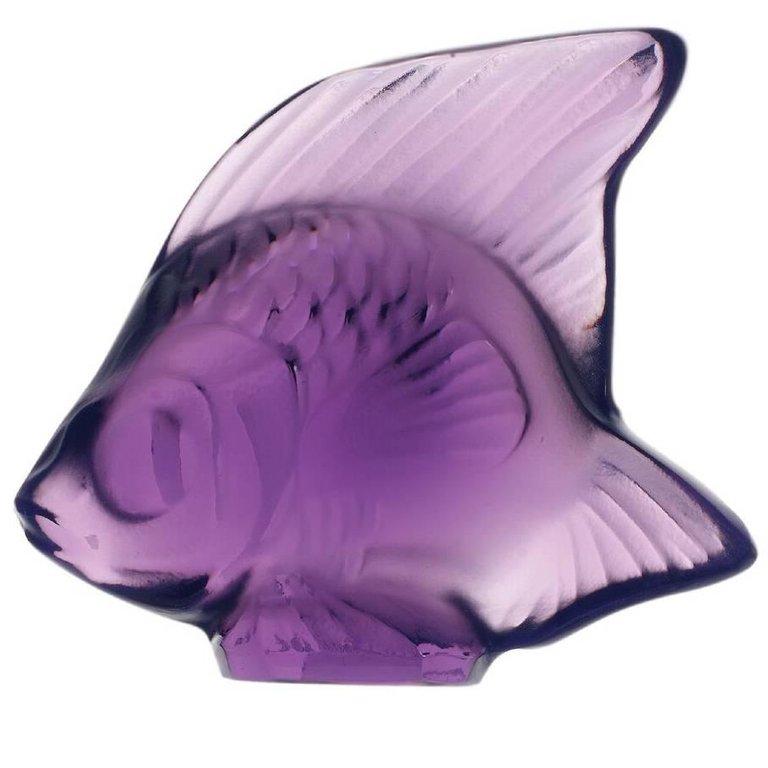For Sale: Purple Fish Sculpture in Crystal Glass by Lalique