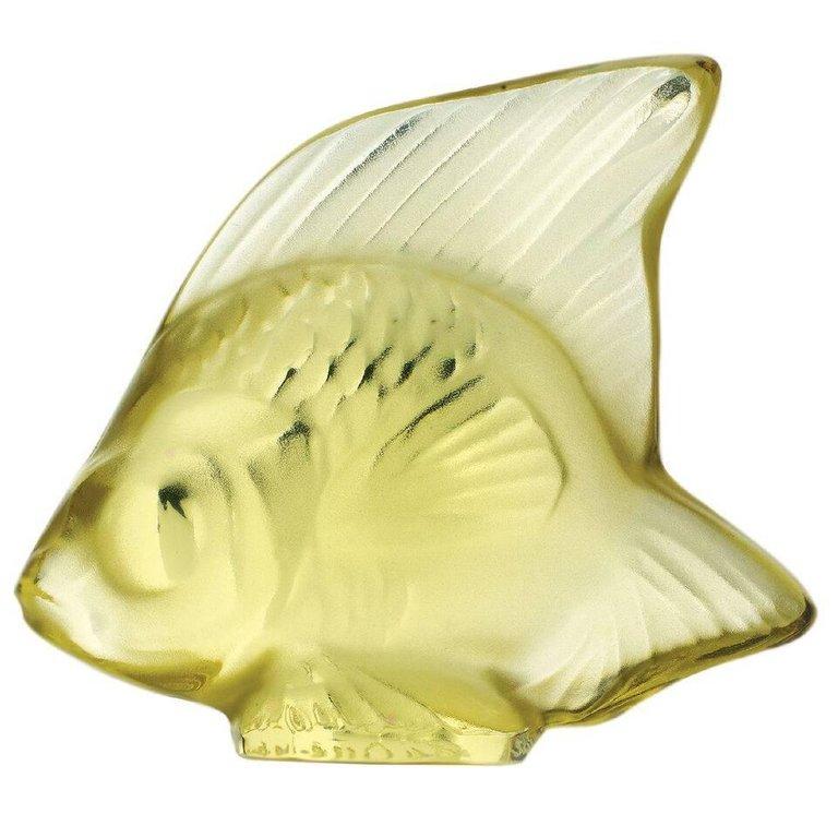 For Sale: Yellow (Yellow Sun) Fish Sculpture in Crystal Glass by Lalique