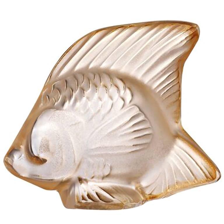 For Sale: Gold (Gold Luster) Fish Sculpture in Crystal Glass by Lalique