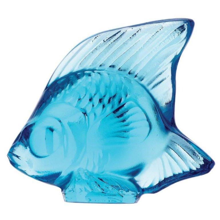 For Sale: Blue (Pale Blue) Fish Sculpture in Crystal Glass by Lalique