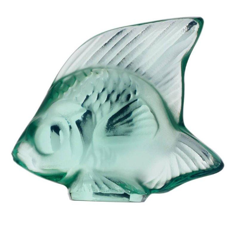 For Sale: Green (Mint Green) Fish Sculpture in Crystal Glass by Lalique