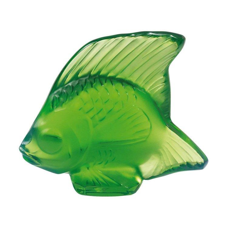 For Sale: Green (Meadow Green) Fish Sculpture in Crystal Glass by Lalique