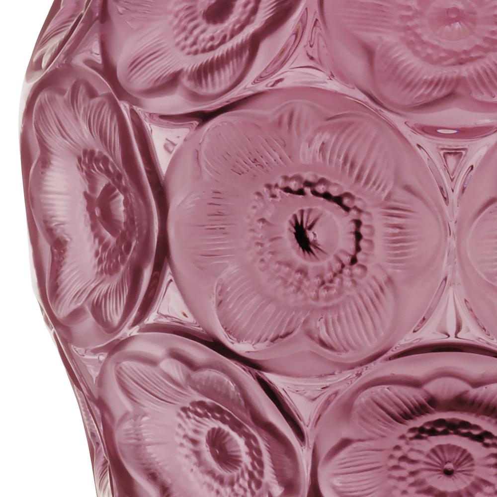 For Sale: Pink (Fuchsia) Anemones Vase in Crystal Glass by Lalique 2