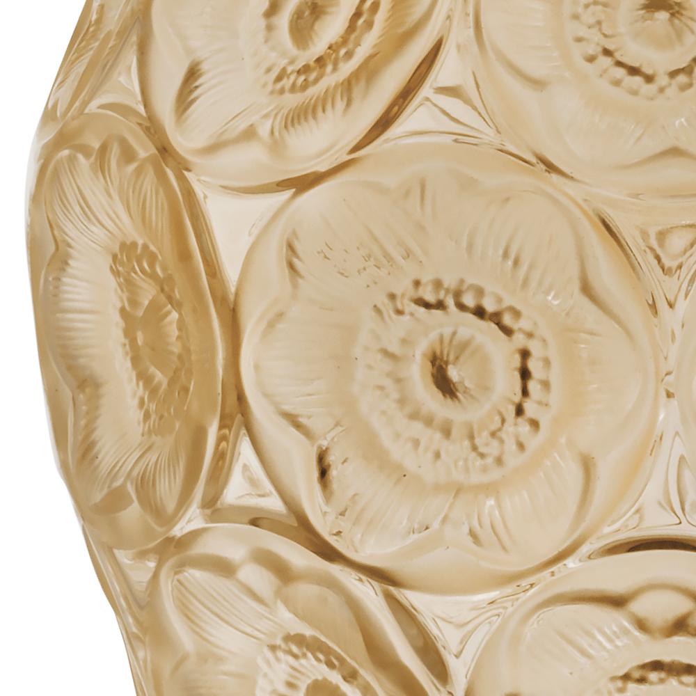 For Sale: Gold (Gold Luster) Anemones Vase in Crystal Glass by Lalique 2