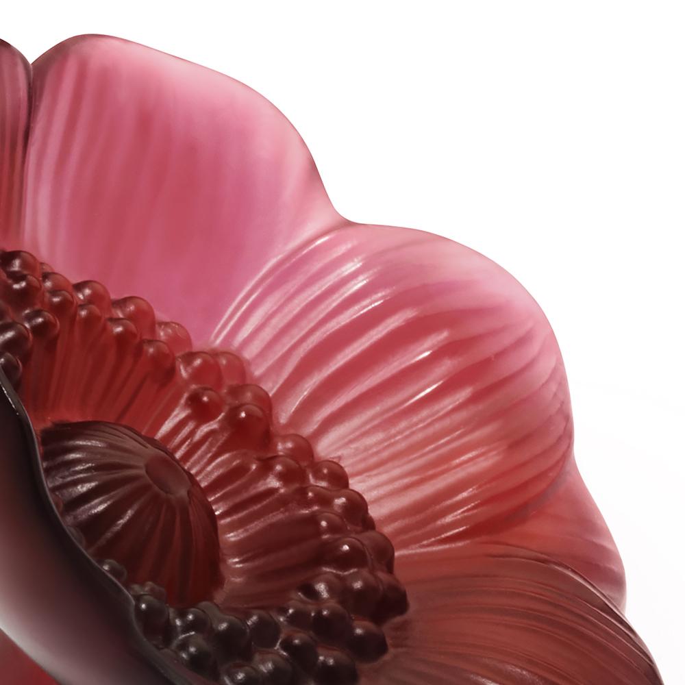 For Sale: Red Small Anemone Flower Sculpture in Crystal Glass by Lalique 2