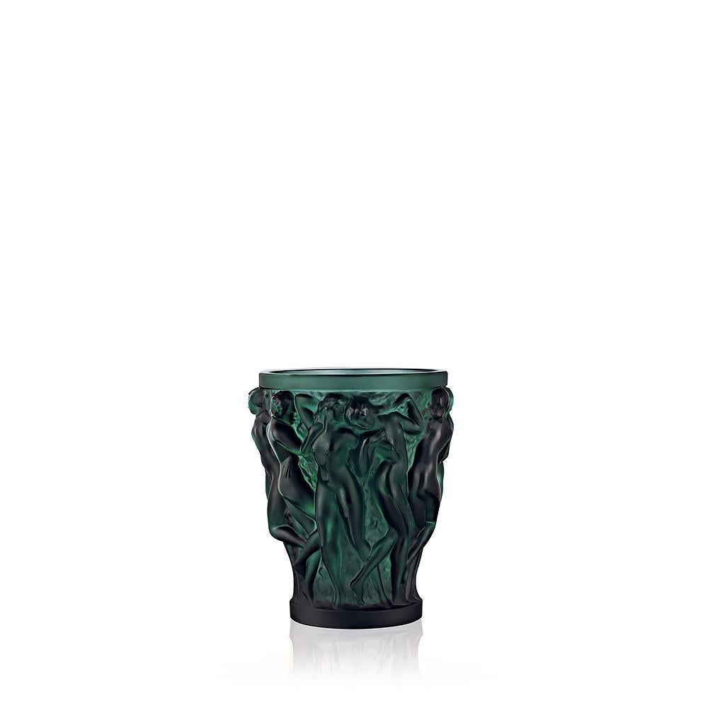 For Sale: Green (Intense Green) Small Bacchantes Vase in Crystal Glass by Lalique