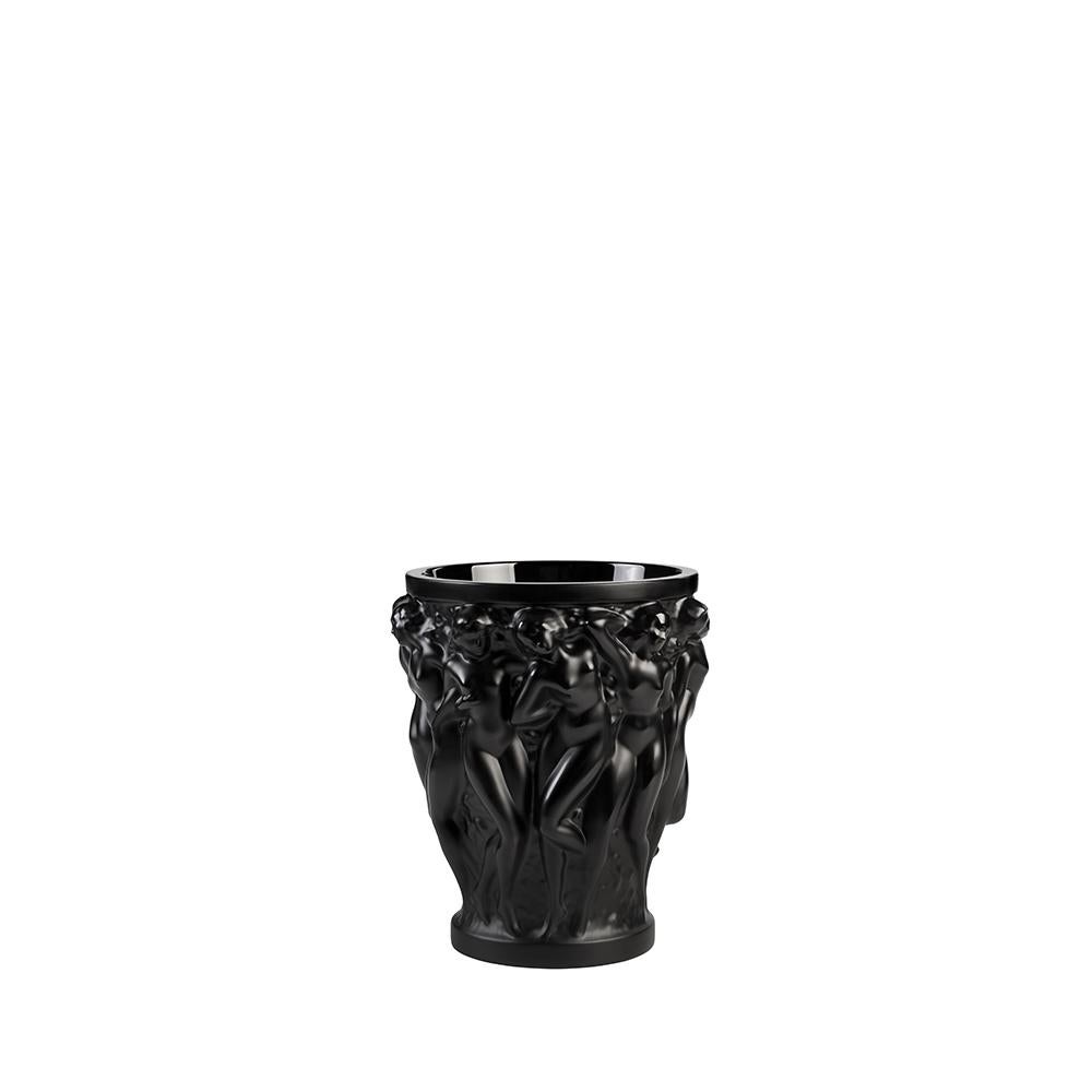 For Sale: Black Small Bacchantes Vase in Crystal Glass by Lalique