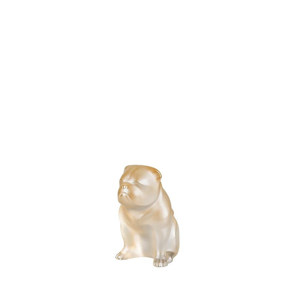 For Sale: Gold (Gold Luster) Bulldog Sculpture in Crystal Glass by Lalique 2