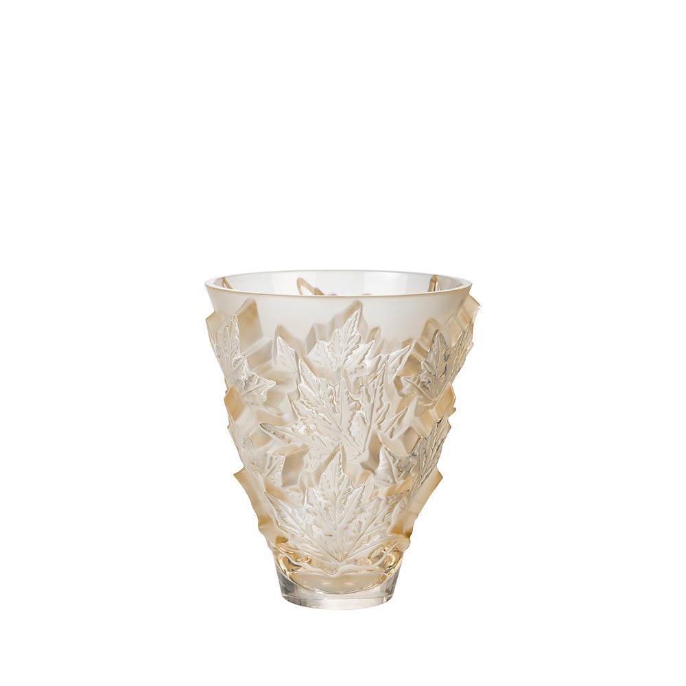 For Sale: Gold (Gold Luster) Small Champs-Élysées Vase in Crystal Glass by Lalique
