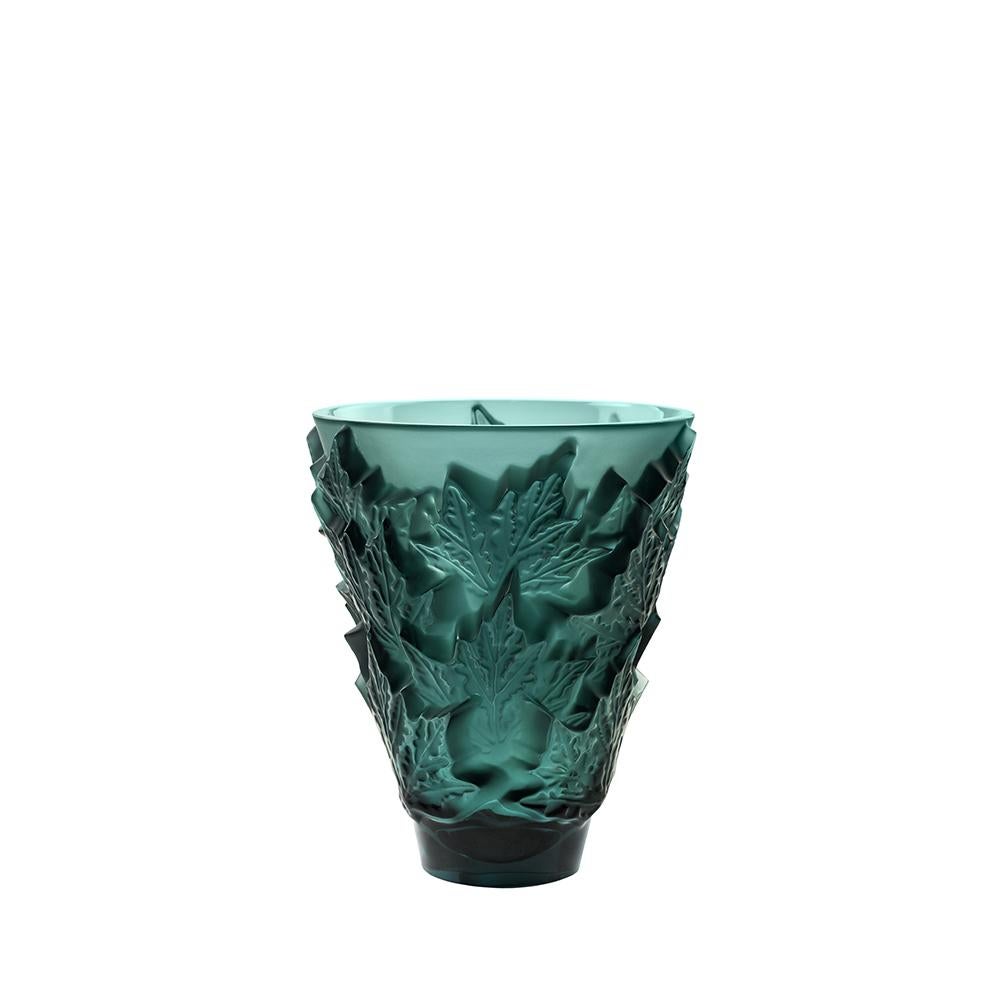 For Sale: Green (Intense Green) Small Champs-Élysées Vase in Crystal Glass by Lalique