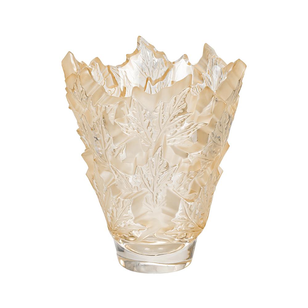 For Sale: Gold (Gold Luster) Large Champs-Élysées Vase in Crystal Glass by Lalique