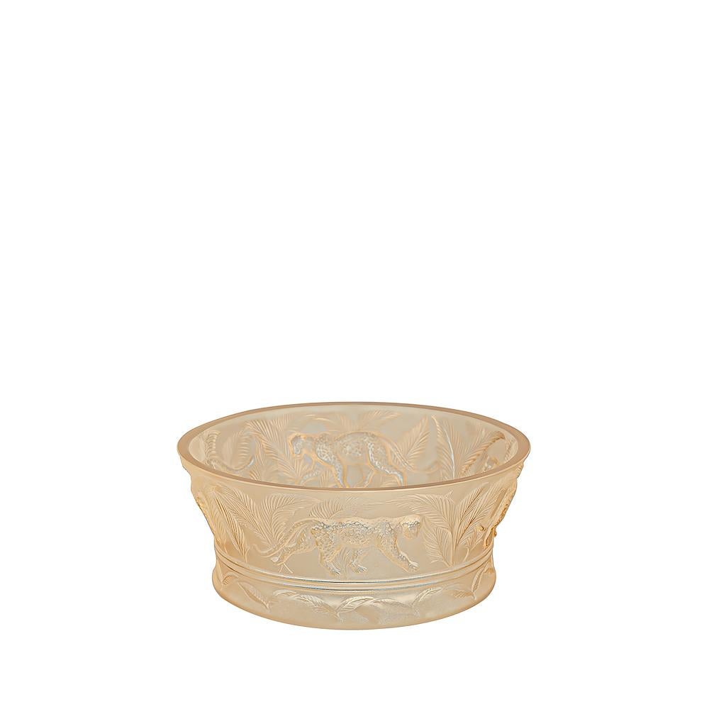 For Sale: Gold (Gold Luster) Jungle Bowl in Crystal Glass by Lalique