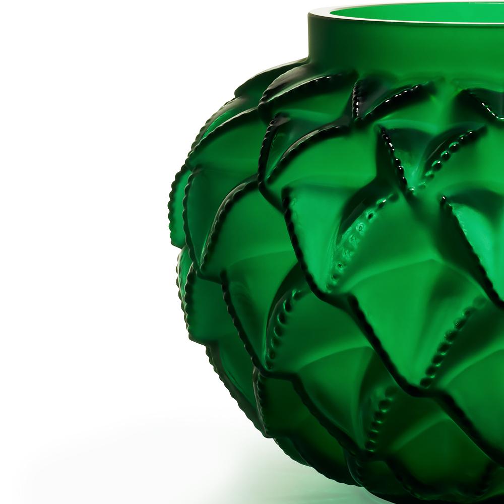 For Sale: Green (Lime Green) Limited Edition Grand Languedoc Vase in Crystal Glass by Lalique 2