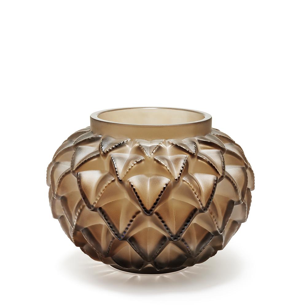 For Sale: Brown (Bronze) Languedoc Vase in Crystal Glass by Lalique 2