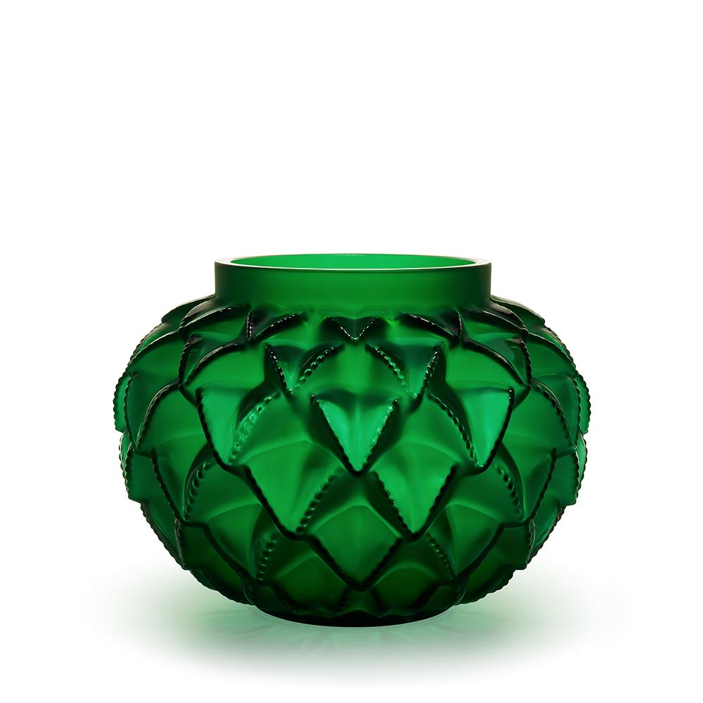 For Sale: Green (Lime Green) Languedoc Vase in Crystal Glass by Lalique
