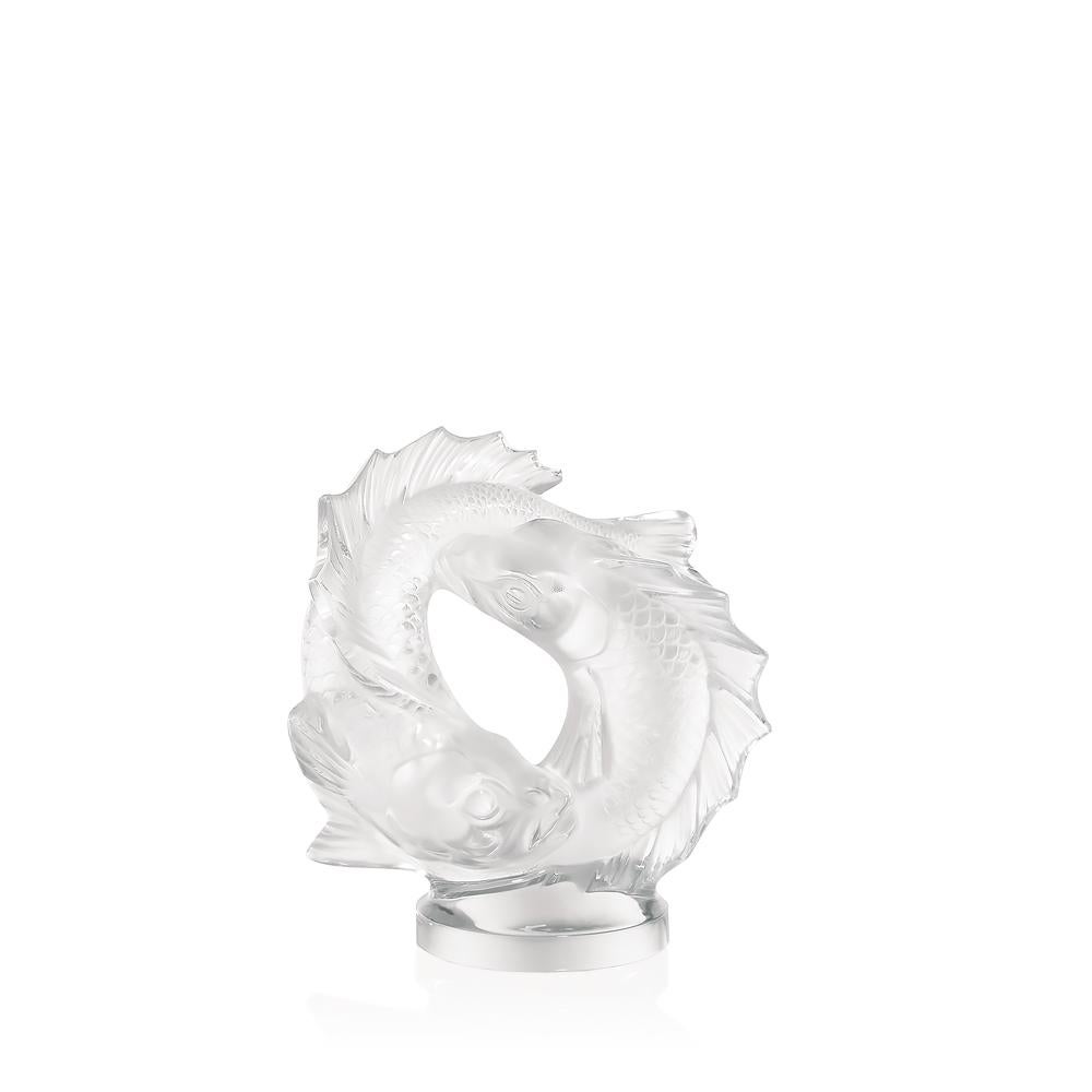 For Sale: Clear Medium Double Fish Sculpture in Crystal Glass by Lalique 3