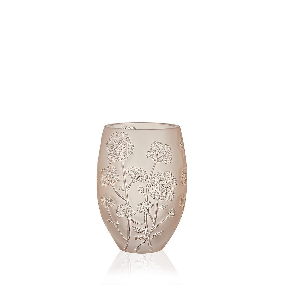 For Sale: Gold (Gold Luster) Medium Ombelles Vase in Crystal Glass by Lalique