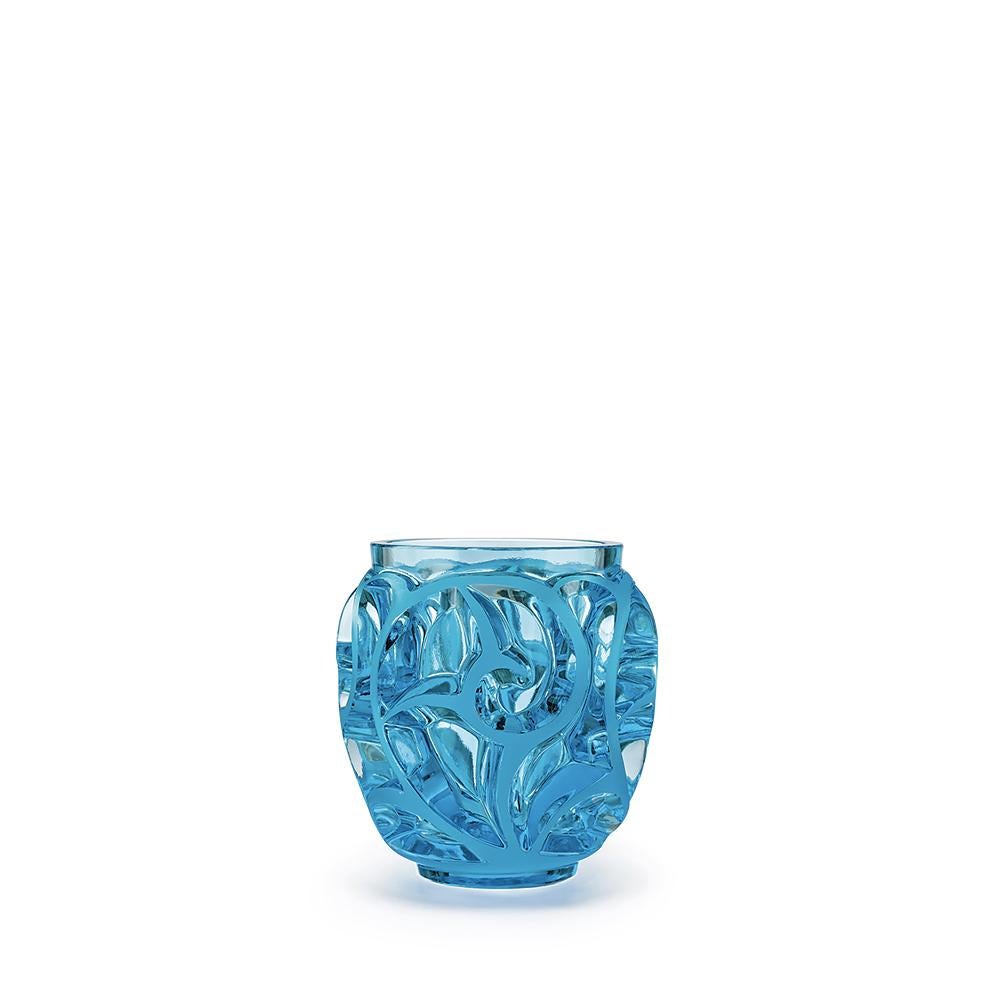 For Sale: Blue (Pale Blue) Small Tourbillons Vase in Crystal Glass by Lalique