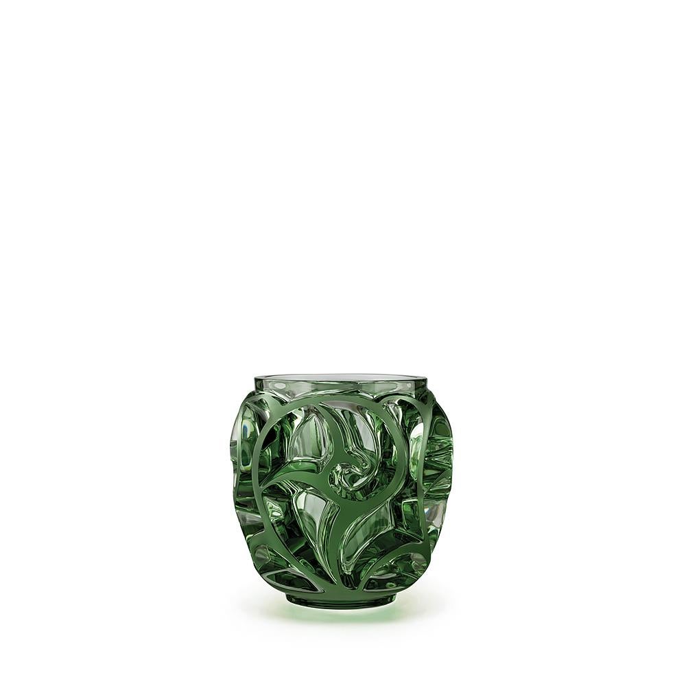 For Sale: Green (Lime Green) Small Tourbillons Vase in Crystal Glass by Lalique