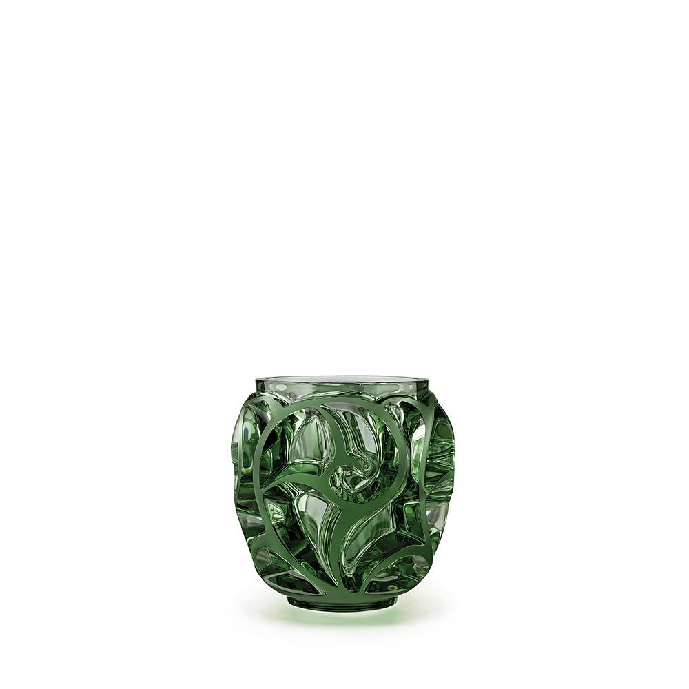 in vendita: Green (Lime Green) Vaso Tourbillons piccolo in vetro cristallo di Lalique