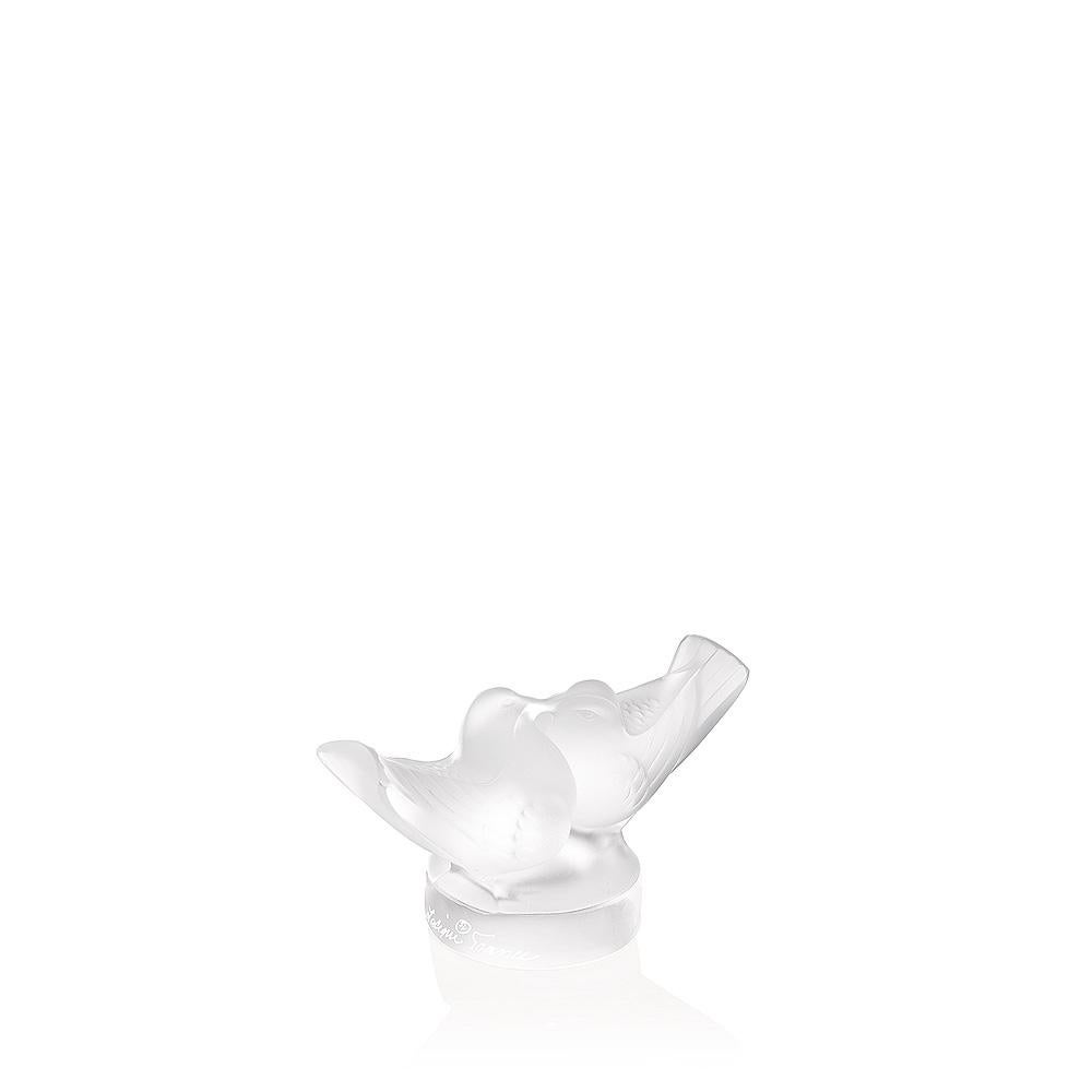 For Sale: Clear Small Two Love Birds Sculpture in Crystal Glass by Lalique 2