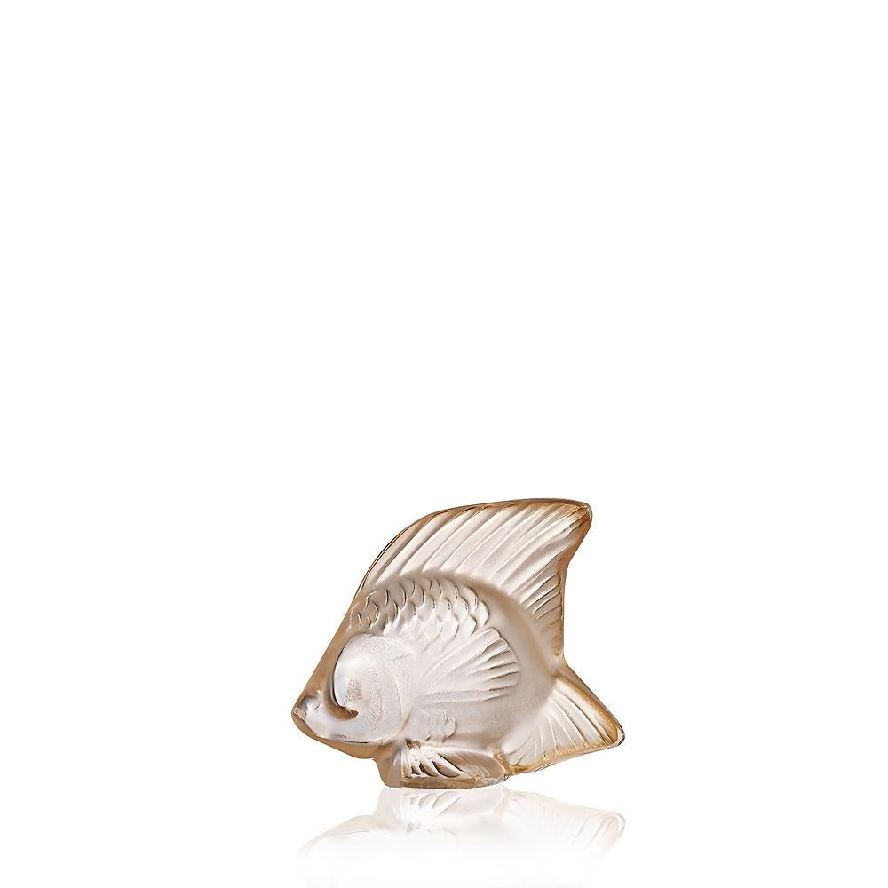 For Sale: Gold (Gold Luster) Fish Sculpture in Crystal Glass Luster by Lalique 3