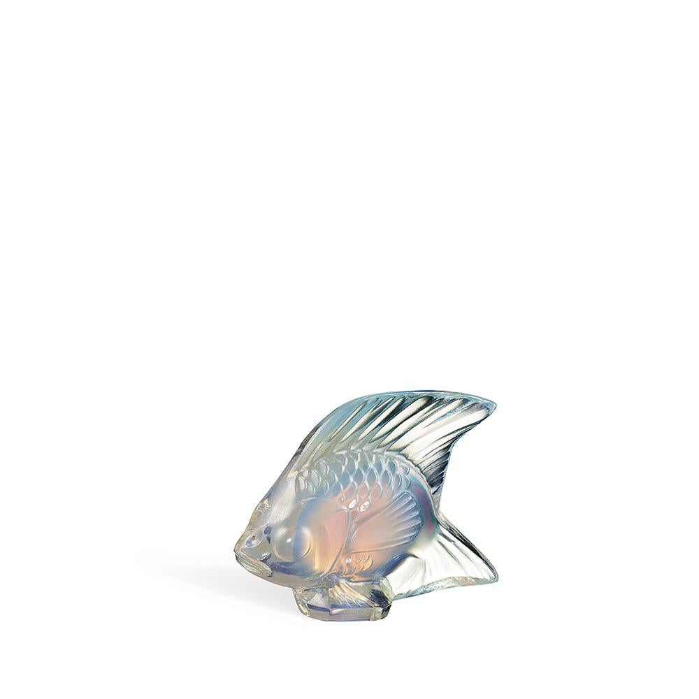 For Sale: White (Opalescent Luster) Fish Sculpture in Crystal Glass Luster by Lalique 2