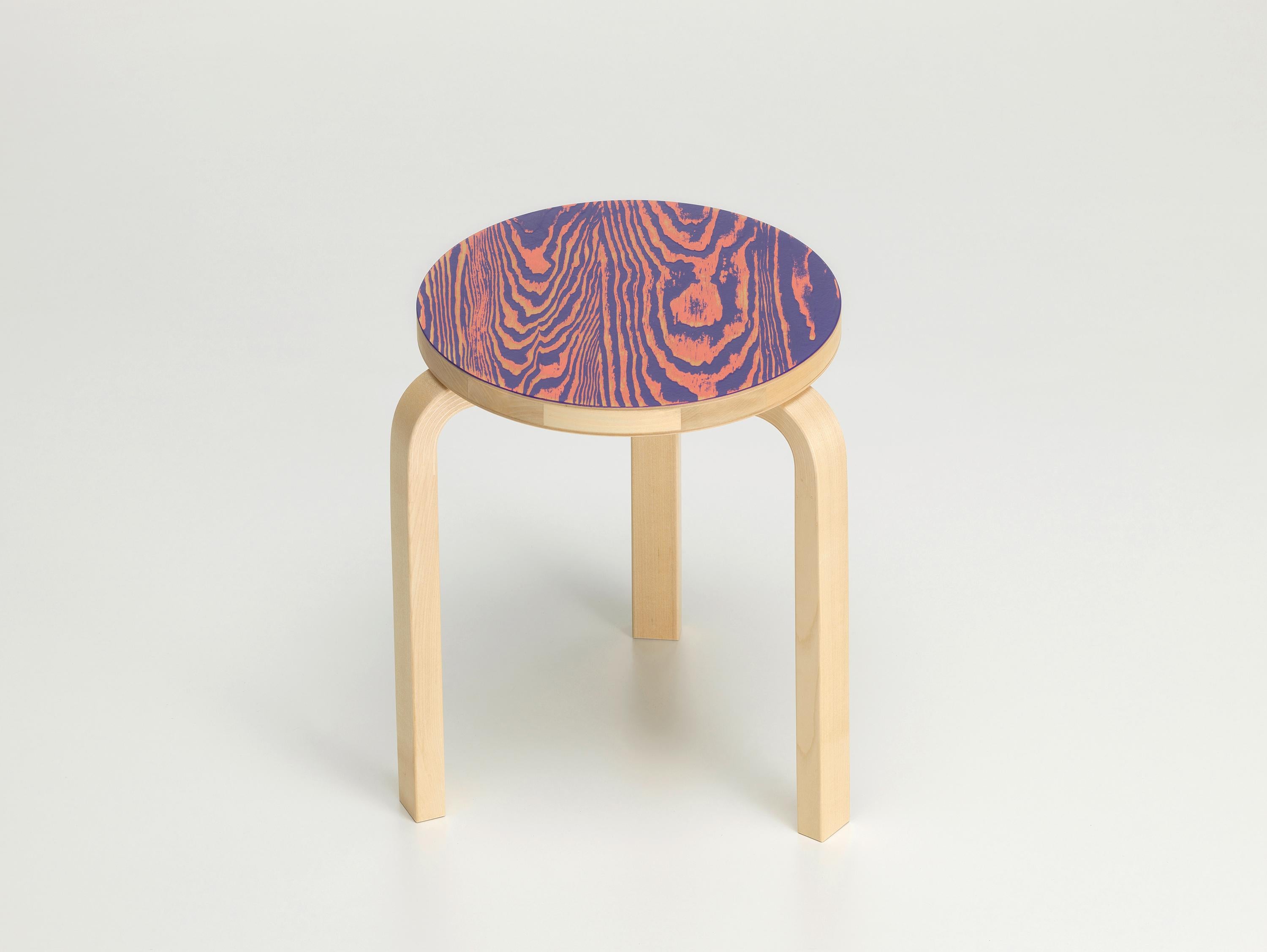 For Sale: Pink (pink/purple ColoRing) Artek Stool 60 ColoRing by Alvar Aalto and Jo Nagasaka  2