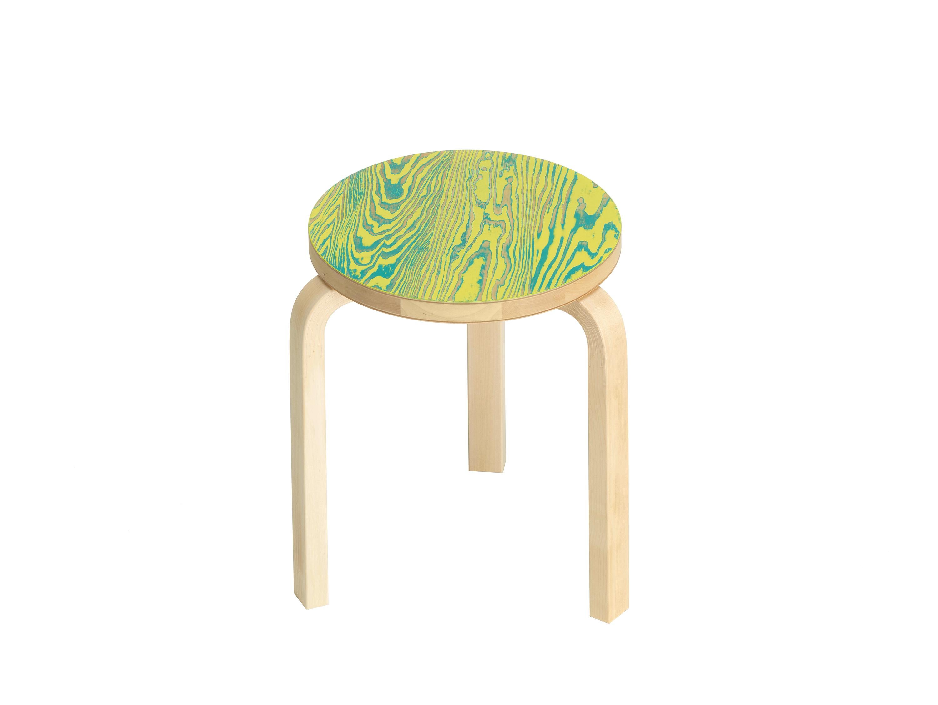 For Sale: Green (green/yellow ColoRing) Artek Stool 60 ColoRing by Alvar Aalto and Jo Nagasaka