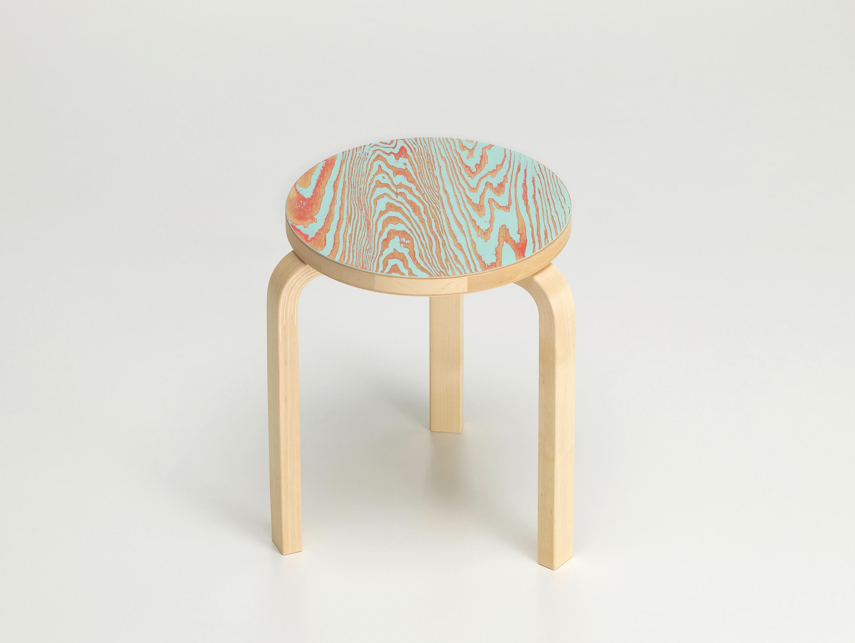 For Sale: Blue (red/turqouise ColoRing) Artek Stool 60 ColoRing by Alvar Aalto and Jo Nagasaka  2