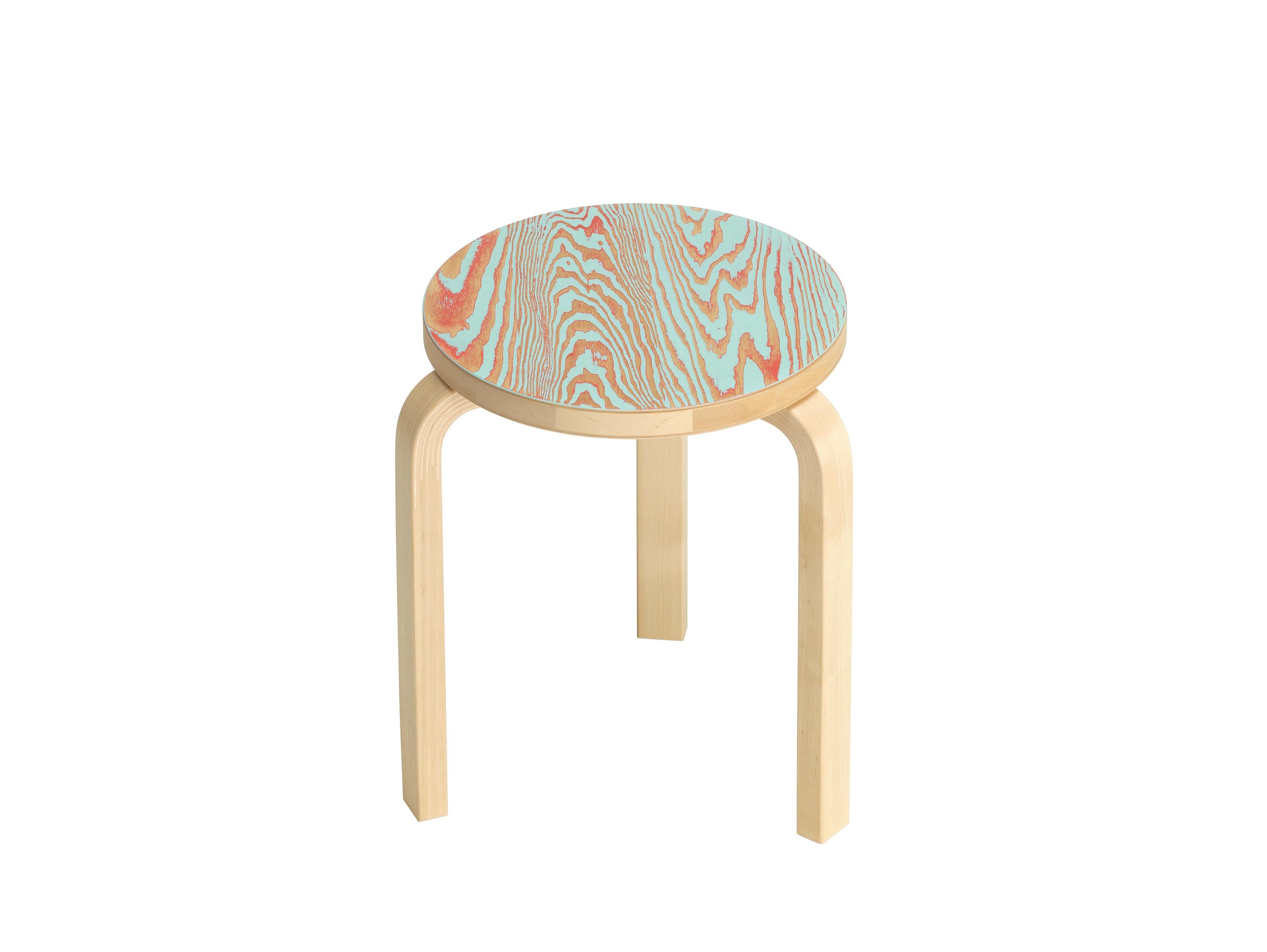For Sale: Blue (red/turqouise ColoRing) Artek Stool 60 ColoRing by Alvar Aalto and Jo Nagasaka