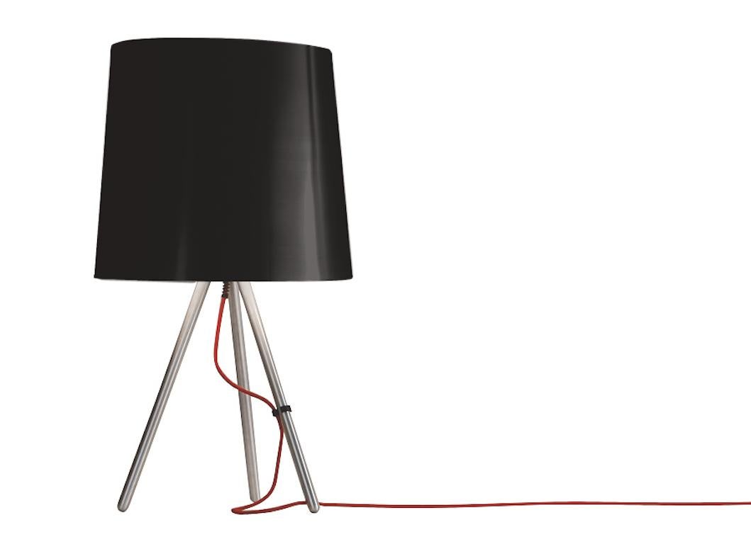For Sale: Black Martinelli Luce Eva 798 Large Table lamp with Satin Aluminum Body