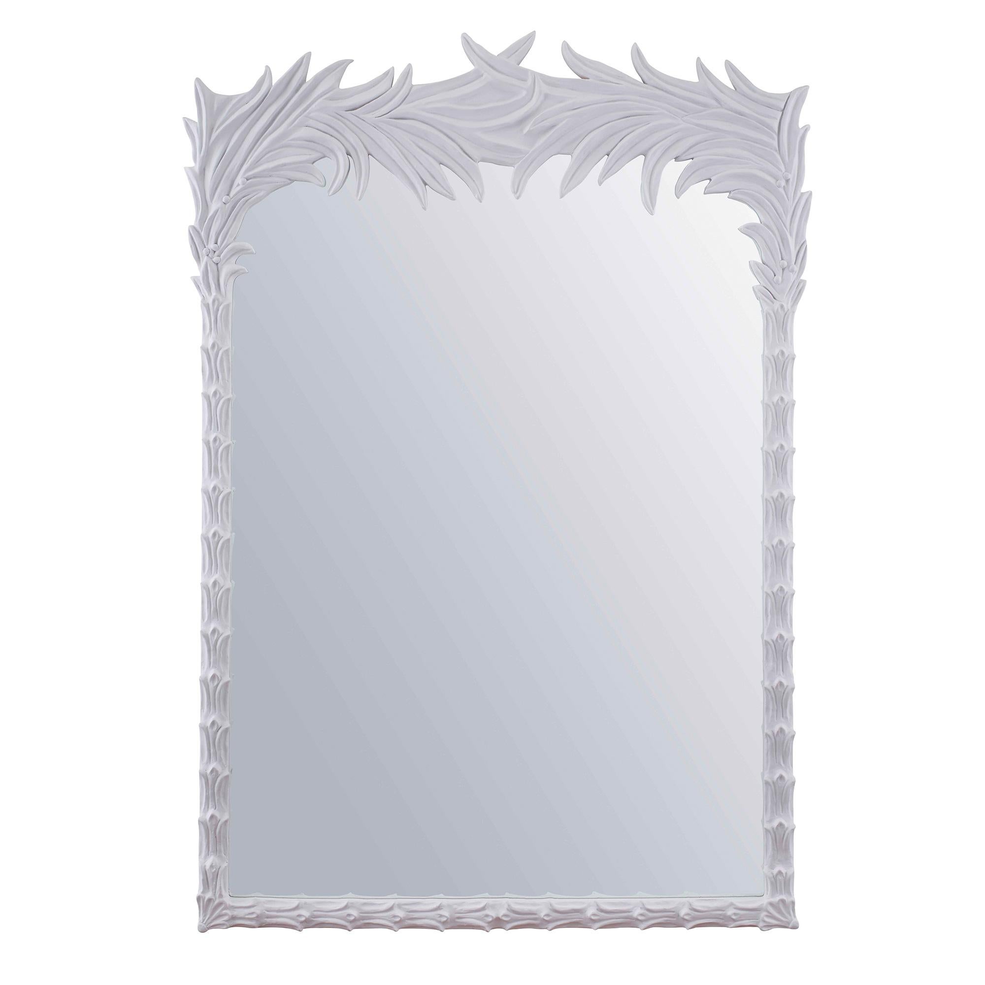 White (QR-17620.WHITE.0) Jan Showers Santa Monica Mirror with Feather Border for CuratedKravet