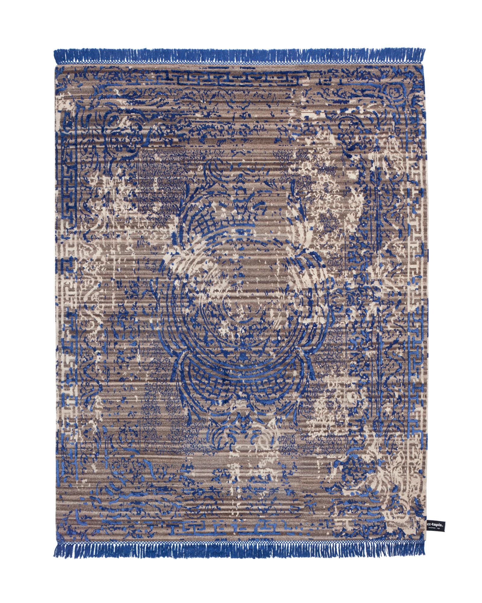 For Sale: Blue (Dark Navy) cc-tapis Traces D’Aubusson Rug