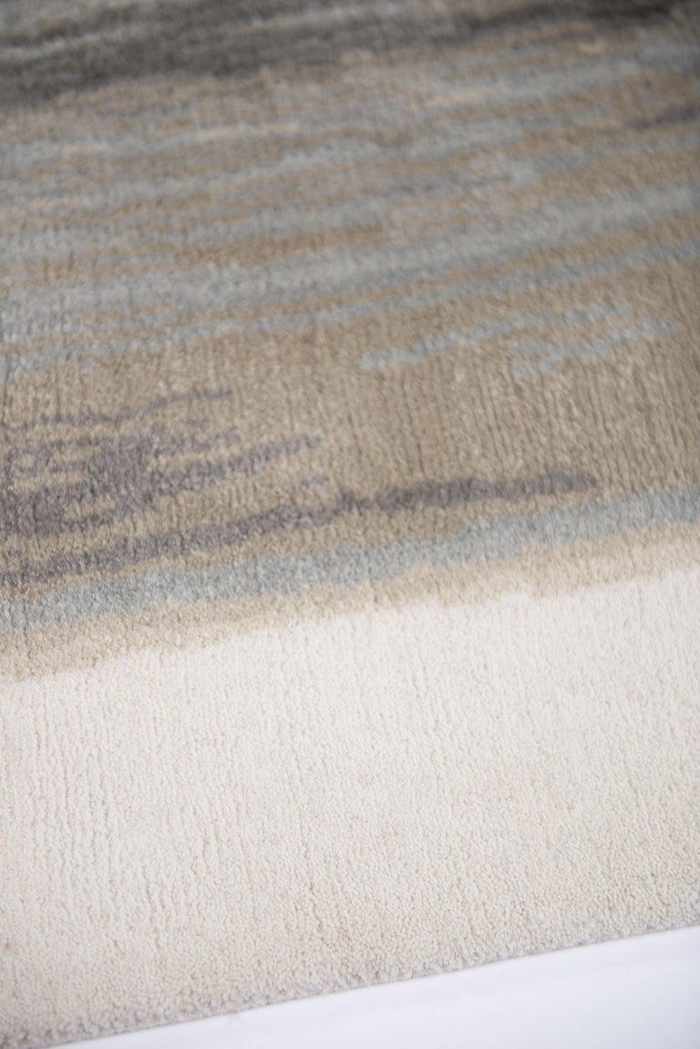 Brushstrokes Hand Knotted 9x6 Rug in Wool and Silk by Elie Saab For