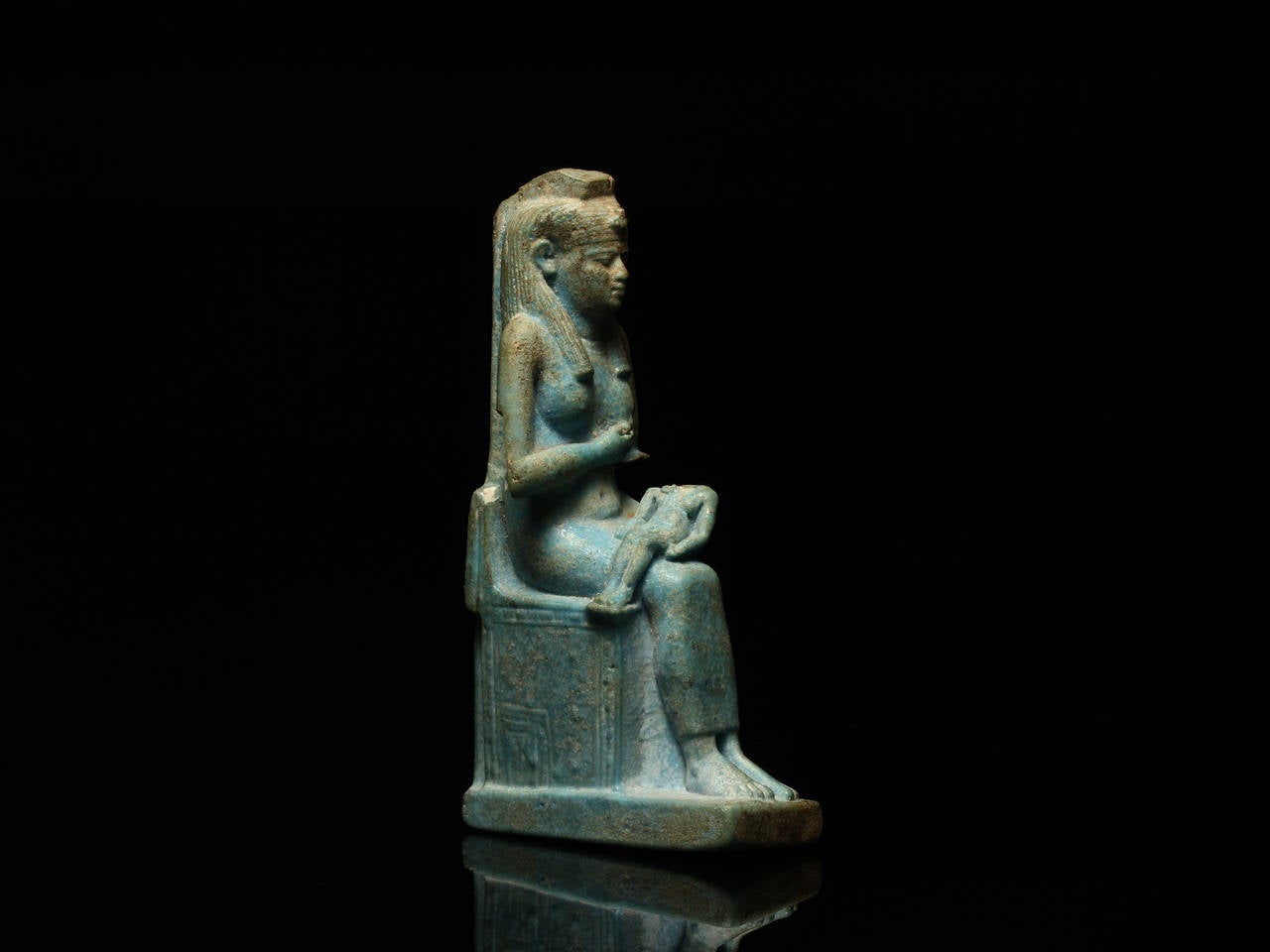 18th Century and Earlier Ancient Egyptian Statuette of Isis and Horus For Sale