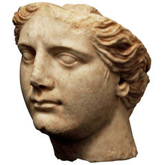 Ancient Roman Marble Head of Athena
