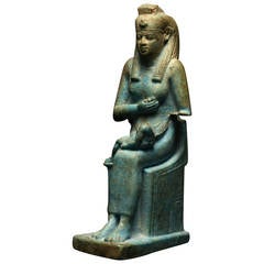 Ancient Egyptian Statuette of Isis and Horus