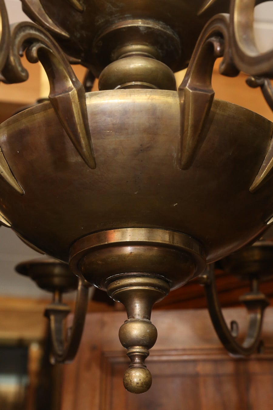 19th Century Brass Chandelier from Bordeaux Estate