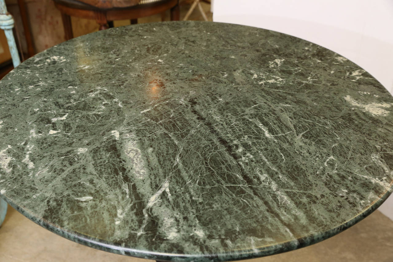 Carved 19th Century Pedestal Table with Marble Top For Sale
