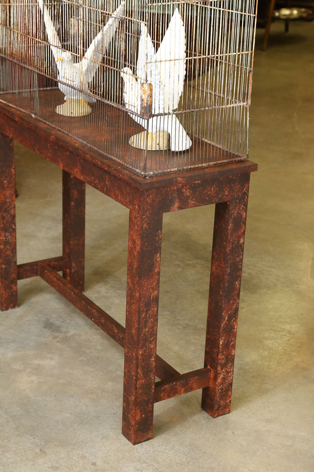 French Antique Bird Cage with Stand In Fair Condition For Sale In Houston, TX